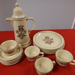 Pfaltzgraff Village Collection Plates, Cups/Saucers, Coffee Pot